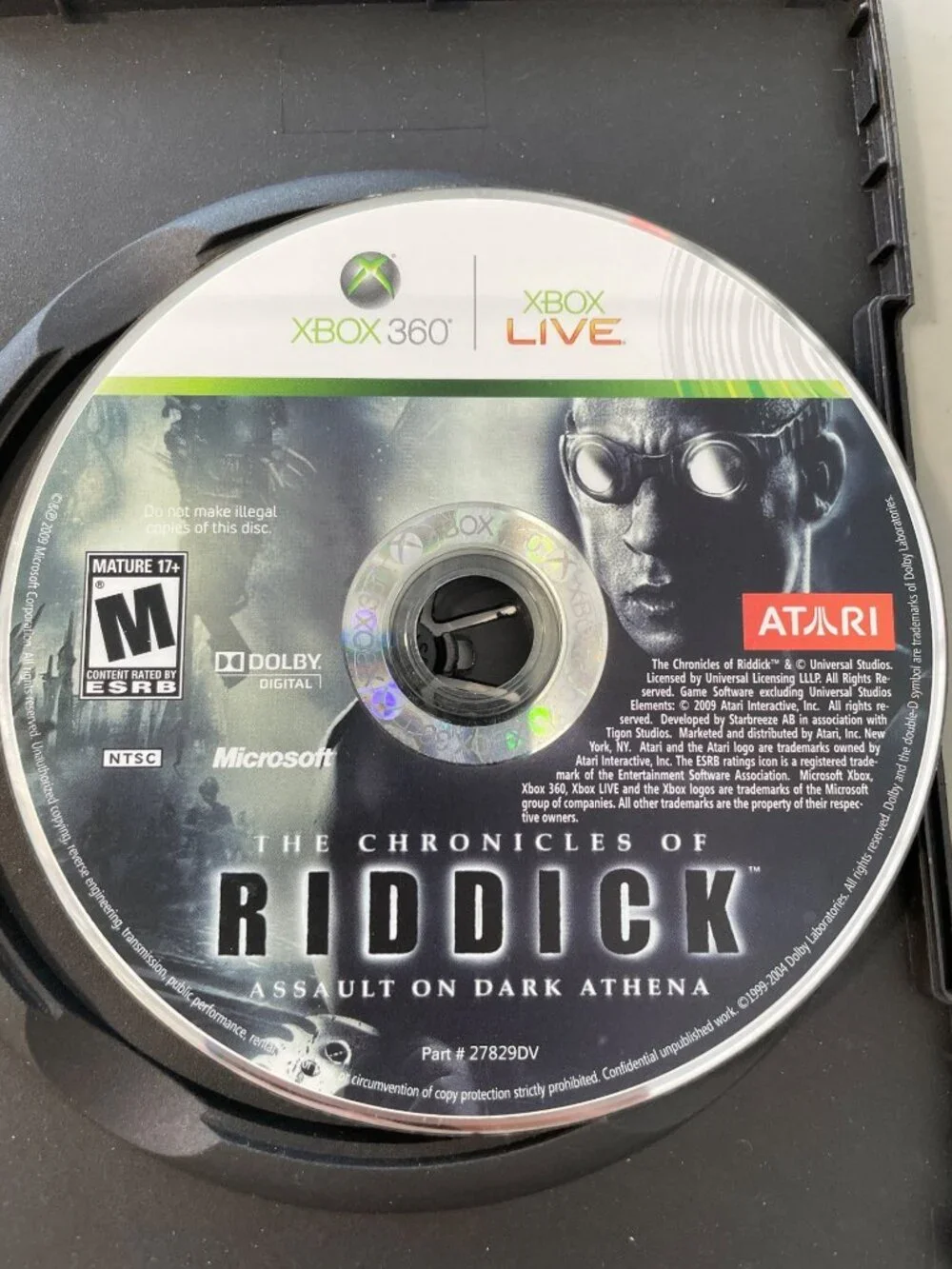 Xbox 360 Video Game The Chronicles Of Riddick Assault On Dark Athena Black Case
